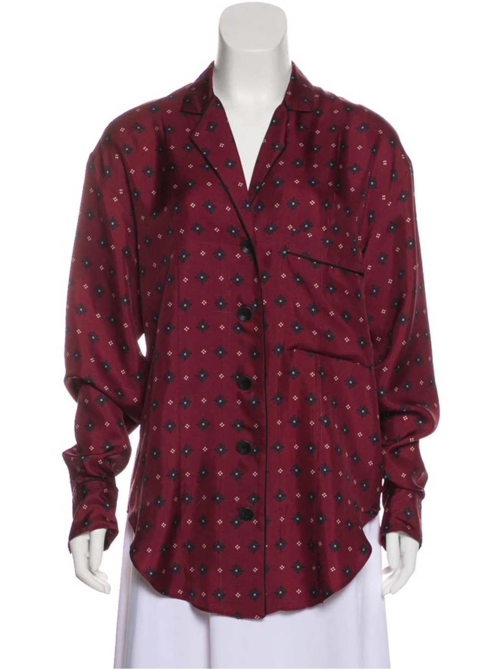 rag & bone 100% silk pajama top and pants Rudy set diamond print